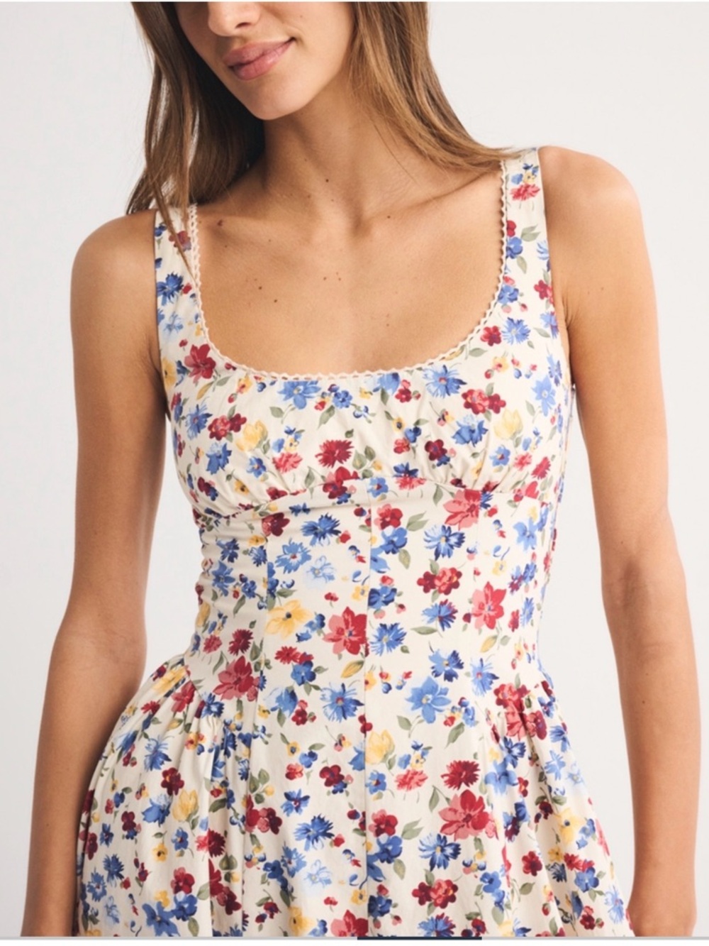 Cream floral A&F Bra-Free Dylan Midi Dress XS